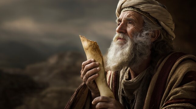 A symbolic biblical scene of Ezekiel eating the prophetic scroll, expressing divine revelation, obedience, and the burden of delivering God&rsquo;s message.
