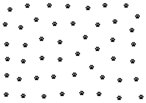 Seamless pattern with small cat paw prints and kitty foot tracks