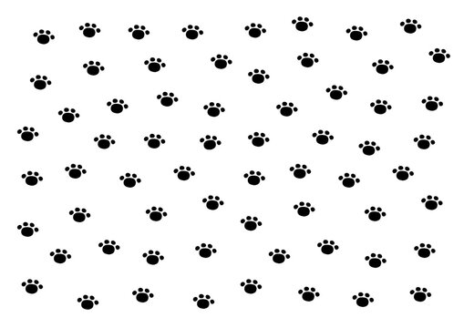 Seamless pattern with minimalist animal paw prints and pet tracks