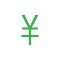 Obraz premium Green Chinese yuan icon silhouette vector flat illustration design.