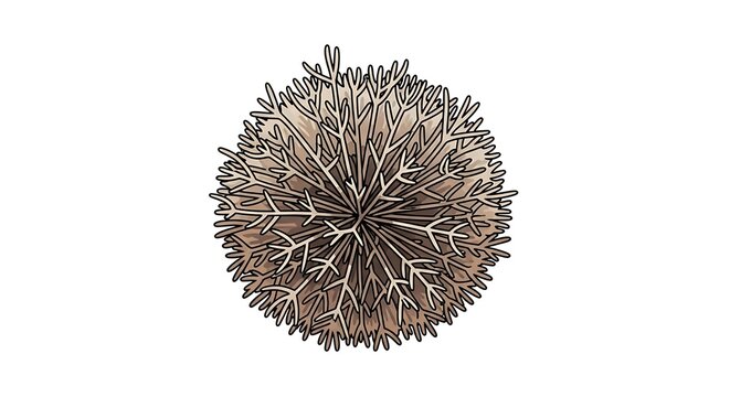 Detailed vector illustration of a brown sea urchin with sharp spines design
