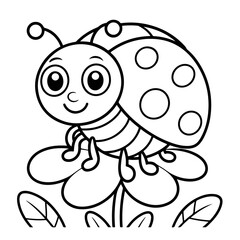 Obraz premium Cute Bugs and Insects Mother's day Coloring Pages for kids and Adults.