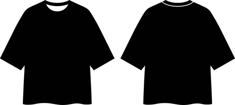Two black t shirts with different necklines on transparent background