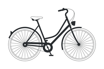 Fototapeta premium Vintage bicycle silhouette on a clean white background for urban transport concept