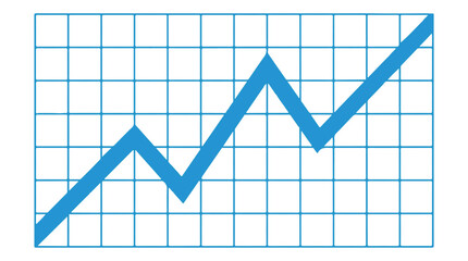 Fototapeta premium Rising blue line graph on grid background showing financial growth and business success trend