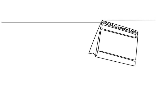 Calendar with circular arrows. Schedule, time management, planning, table, work. Business concept. One line drawing animation. Motion design. Animated technology logo. Video 4K