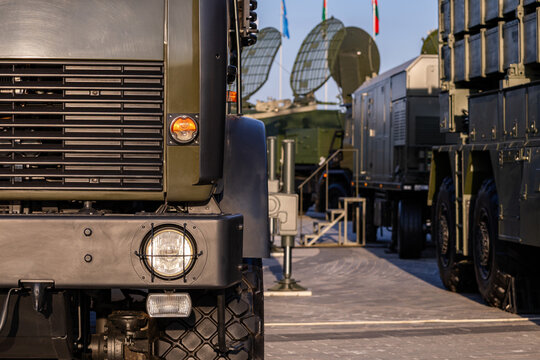 Military equipment and army equipment.. Armed units mobilizing promptly for upcoming operational duties. Defensive forces and transport units structuring themselves for imminent security