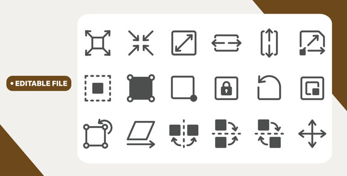Vector icons of resize and transform tools for graphic editing