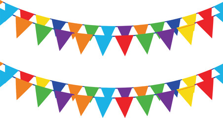 Obraz premium Colorful bunting flags garland a festive celebration decoration for parties and events
