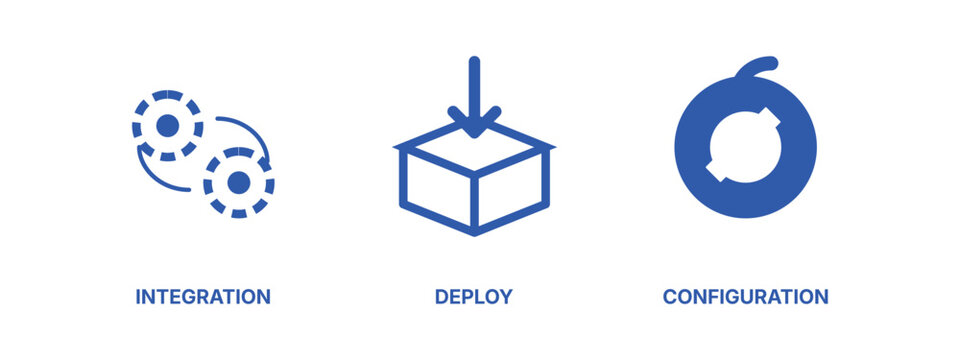 System integration icons for software deploy and configuration management tools.