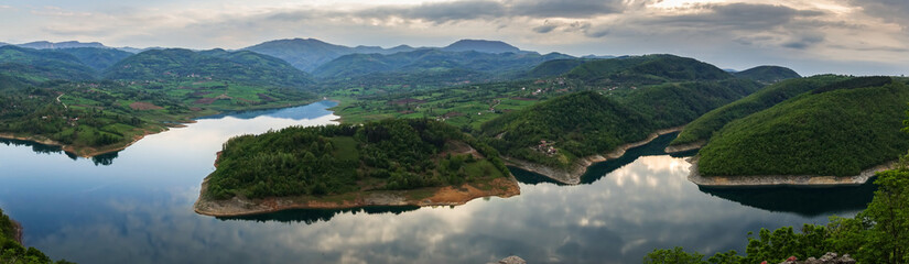 Fototapeta premium Lake Rovni, an artificial lake near Valjevo, a city in Serbia. 