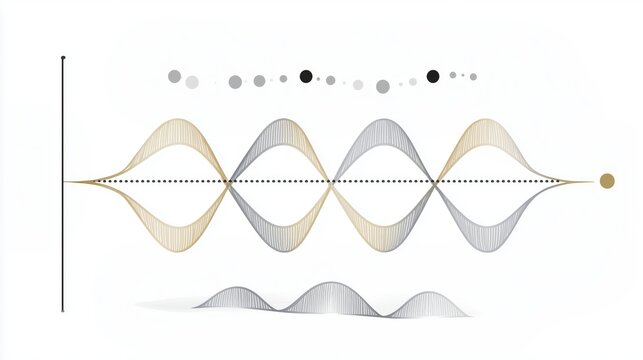 Abstract wave interference and harmonic oscillations, minimalist scientific background