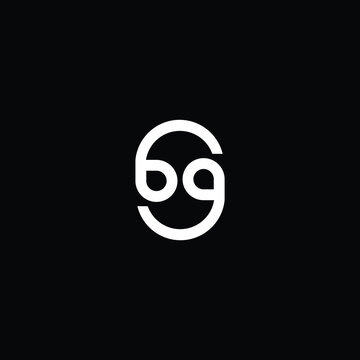 Minimalist abstract logo design of letter B and G on black background. vector logo designs