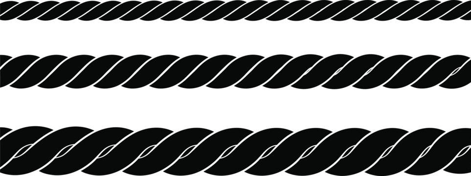 black and white rope pattern three rows of twisted fiber texture description a black and white image showcasing three horizontal rows