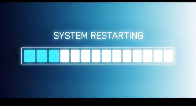 A visual representation of a system undergoing a restart process with a progress bar indicator