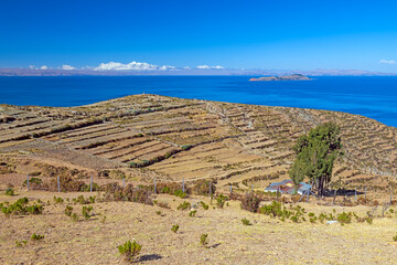 Naklejka premium Ancient Farm Terraces on the Isla Del Sol