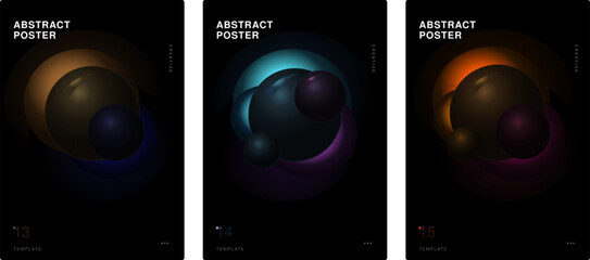 Abstract poster template set copper midnight arctic lavender sunset wine glass orb design © MaazJanx