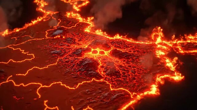 Burning fiery map of subcontinent India Pakistan burning fire blaze shows destruction and chaos
