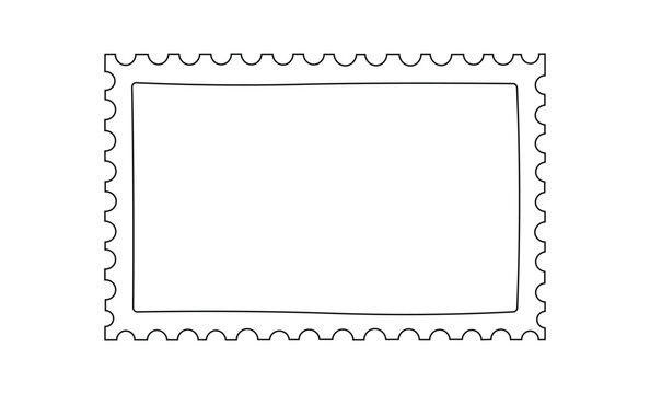 Blank postage stamp outline with perforated edge