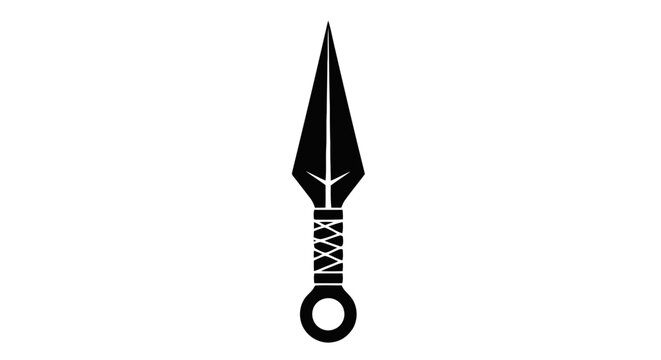 Vector illustration&nbsp;of kunai throwing knife icon, traditional japanese ninja weapon silhouette on a transparent background