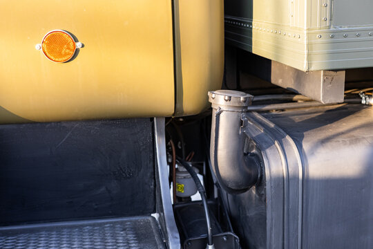Military equipment and army equipment.. Comprehensive review of army vehicle fuel tank and hookup points journey. Indepth analysis of military truck fuel storage units and associated