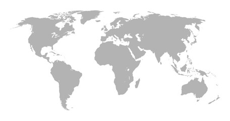 Obraz premium World Map Gray Isolated on White Background. Global Planet Earth Continent Outline Vector Illustration.