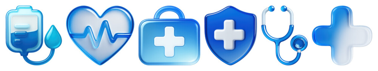 Obraz premium PNG Healthcare icons in blue on transparent background
