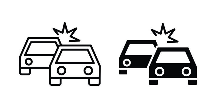 Accident icon Outline Style. Vector Illustration in flat For Graphic Design