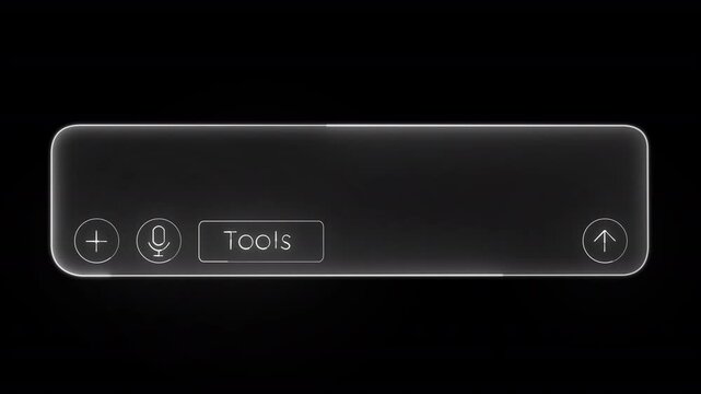 Glassmorphism search bar UI element on alpha channel. Modern text input field with tools button and glass effect for video editing in MOV.