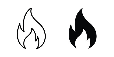 Naklejka premium Fire icon Outline Style. Vector Illustration in flat For Graphic Design