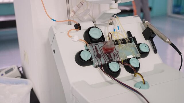 Apheresis machine collecting blood and separating plasma