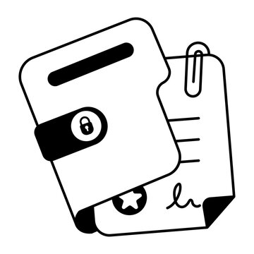 A glyph style icon showing documents stack