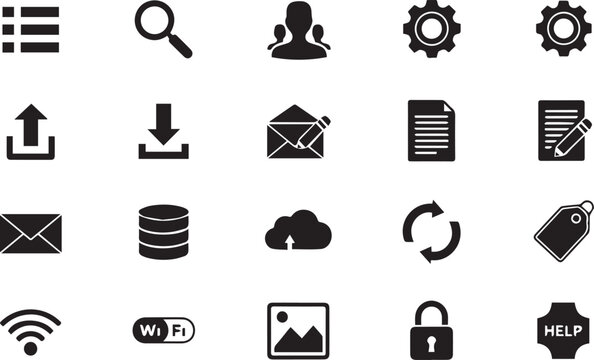 Collection of ancient Egyptian hieroglyphic symbols and their variations isolated on white background, Vector, illustration