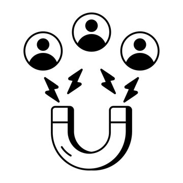 A glyph style icon depicting attract customers