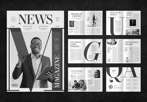 Black and White Magazine Typography Layout