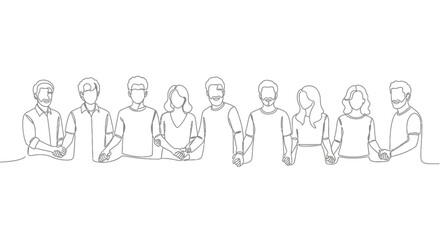 Fototapeta premium Diverse Group of People, Continuous Line Drawing, Unity and Togetherness