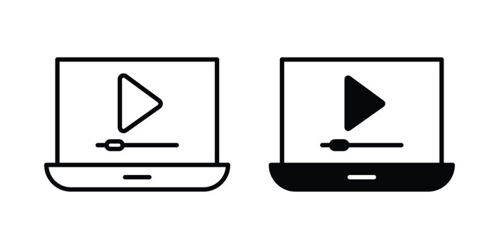Online course icon Outline Style. Vector Illustration in flat For Graphic Design