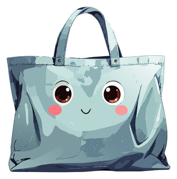 Bolso con rostro adorable y mejillas rosadas en estilo caricatura.
