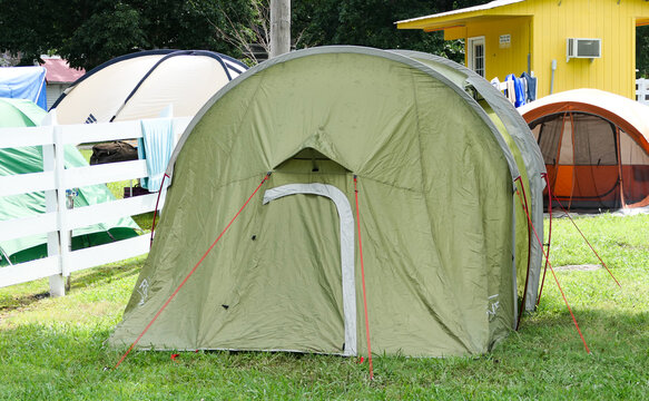 Tent in a Crowded Campground