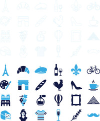 France travel icons collection for tourism and culture in Paris. © ParvejBD