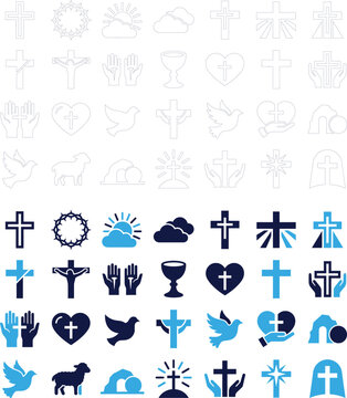 Christian religious symbols collection for faith and spirituality.