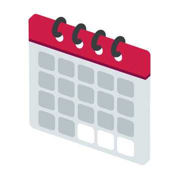 Calendario isometrico rojo minimal icono