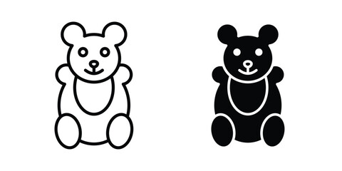 Naklejka premium Teddy bear icon Outline Style. Vector Illustration in flat For Graphic Design