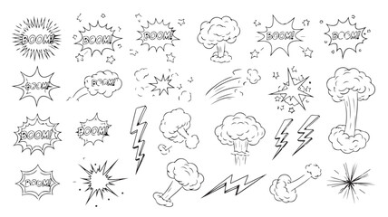Fototapeta premium Comic Book Explosion Sound Effects For Action And Drama Illustrations