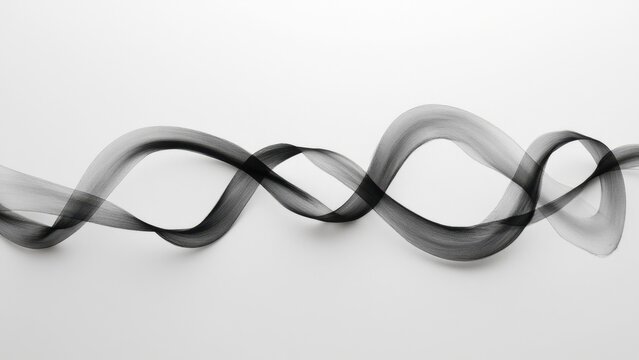 Sculptural piece featuring a continuous, sinuous ribbon made from interconnected metal segments.