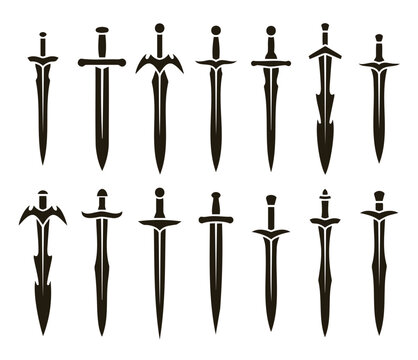 Simple sword silhouettes collection flat design