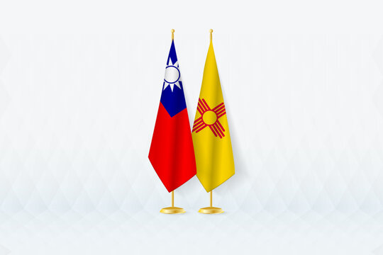 Taiwan and New Mexico Flags Side by Side, Symbol of International Partnership.