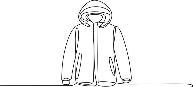 Continuous line drawing of polar jacket coat hoodie jumper warm sweatcoat. one line icon drawing vector