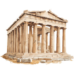 Obraz premium Ancient Greek Parthenon Temple at the Acropolis Vector Illustration Isolated on White Background