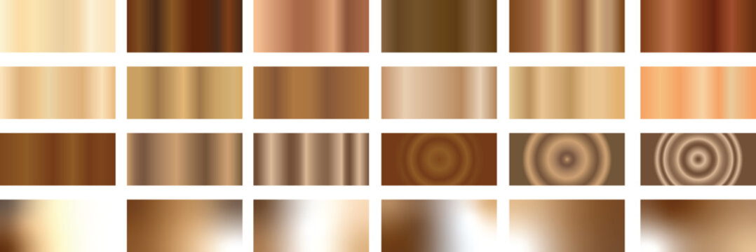 Collection of various brown and gold gradient backgrounds with different patterns and textures